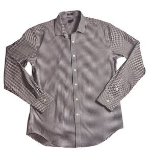 J Crew Mens Flex Wrinkle Free Slim Fit Gingham Check Button Down Shirt Large